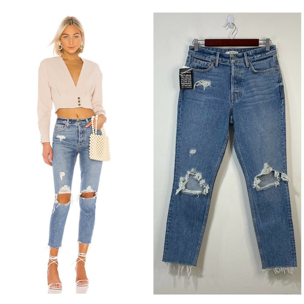 NWT GRLFRND Karolina High Waist Distressed Jean Size 26 Space Between